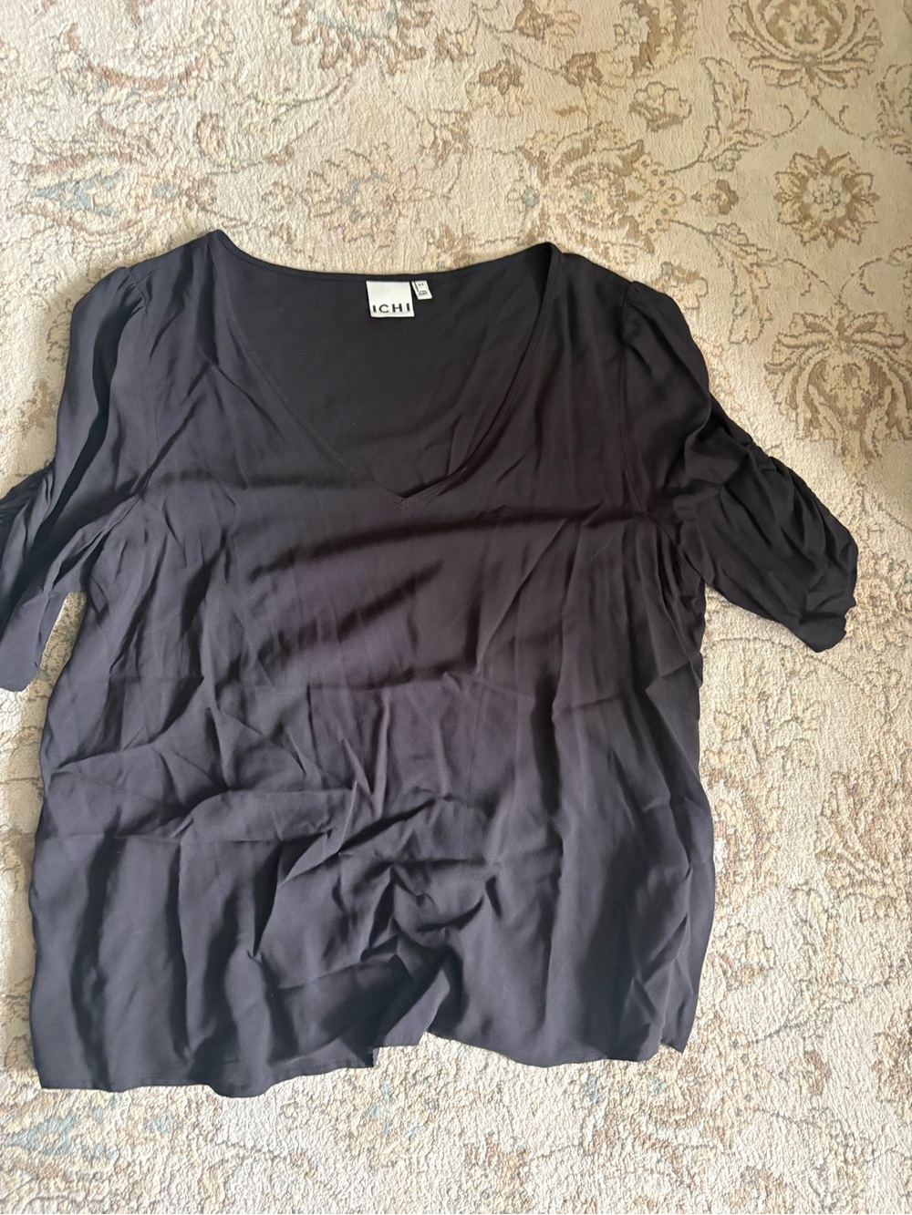 Black V-Neck Women's Top
